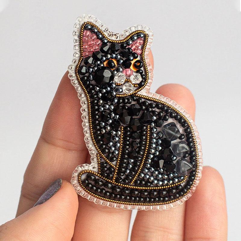 Cat DIY Brooch Bead Embroidery Kit