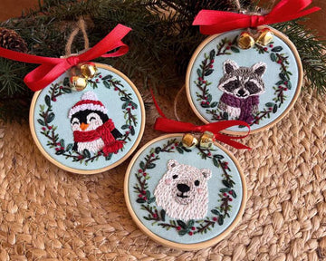 Woodland Animals Christmas Ornaments Embroidery Kit - 2025 New Products